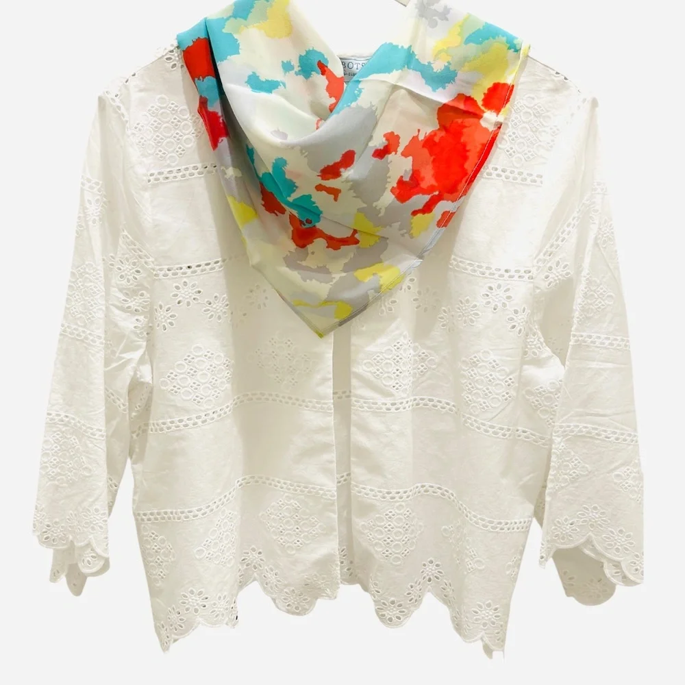 NWT SILKLETTE Spotted 100% Fine Silk Kerchief Scarf RED/YELLOW/BLUE
